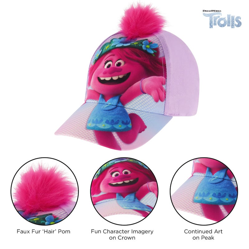 DreamWorks girls Kids Hat for Ages 4-7, Trolls Baseball Cap, Purple, 4-7 Years US - Image 3